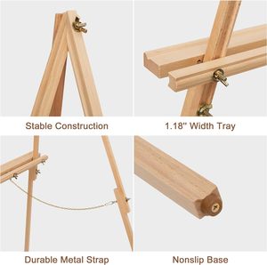 <span class=keywords><strong>Chevalet</strong></span> de sol d'artiste trépied en bois de 65 "de haut-Hauteur de plateau réglable, support d'affichage en bois pour peintures, dessins, - Product Image 3