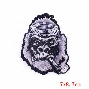도매 아이언 온 자수 패치, 바이커 스컬 오토바이 자수 배지 동물 고릴라 자수 와펜, 자켓/청바지용 - Product Image 3