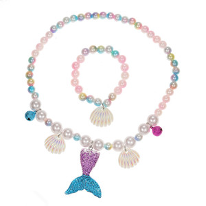 Collana di Perle a Tema Sirena per Bambine, Set di Gioielli da Principessa in Cinque Pezzi (Acrilico/Resina/Lucite), Regalo per le Feste, Vendita all'Ingrosso - Product Image 6