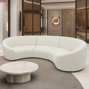 Sofá Seccional Curvo en Forma de Riñón, Moderno y Minimalista, para Sala de Estar, Hotel, Oficina, Eventos, Media <span class=keywords><strong>Luna</strong></span>, Redondo, de Terciopelo y Lino - Product Image 4