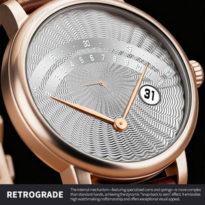 Reloj Personalizado OEM con Logotipo, Reloj Mecánico Premium con Movimiento <span class=keywords><strong>SW200</strong></span>, Calendario Automático Retrogrado, Esfera Guilloché - Product Image 4
