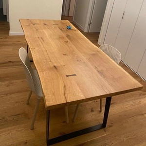 Mesa de Comedor de Madera Maciza de Roble Blanco Francés, Estilo Nórdico y Wabi-Sabi, Muebles para el Hogar Personalizables - Product Image 4