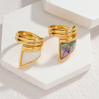 Cincin Terbuka Gaya Lautan Irregular Mewah Baru dari Baja Anti Karat, Tidak Mudah Luntur, Cincin Jari Fashion untuk Wanita