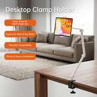 Support de tablette et de téléphone en aluminium à bras long rétractable, rotatif à 360°, à angle réglable, flexible et écologique pour la maison, le bureau et le lit