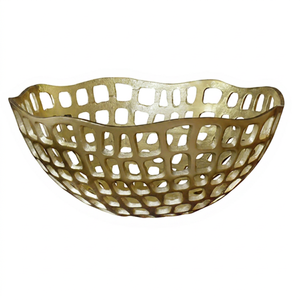 Bol décoratif en métal doré ajouré fait main, style moderne, pour la décoration de la maison et des hôtels - Product Image 1