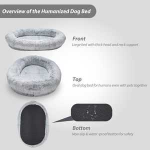 Nouveau produit du fabricant : Grand lit <span class=keywords><strong>pour</strong></span> <span class=keywords><strong>chien</strong></span> en fourrure lavable, taille humaine, gris, <span class=keywords><strong>pour</strong></span> adultes et animaux de compagnie - Product Image 2