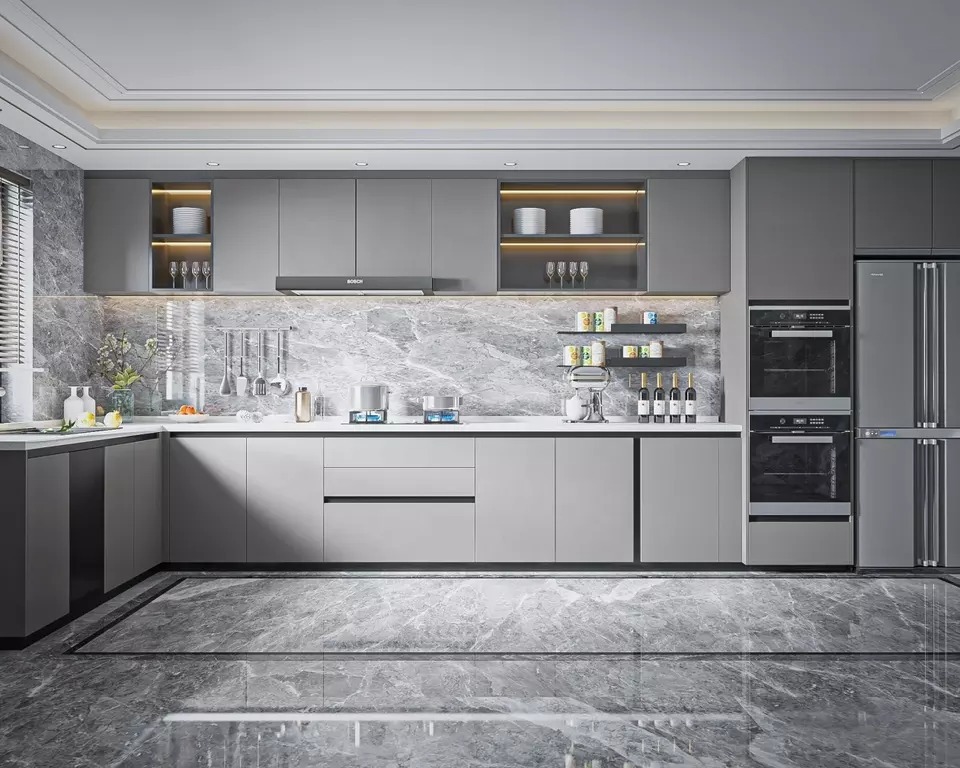 Modern Black Kitchen Cabinets with MDF Carcase & Laminate Resin ...