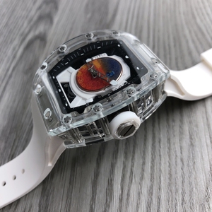 Orologio <span class=keywords><strong>da</strong></span> Polso Meccanico <span class=keywords><strong>da</strong></span> Uomo Raro <span class=keywords><strong>da</strong></span> <span class=keywords><strong>Collezione</strong></span> a Tema Spaziale, con Cassa Tonneau, Quadrante in Cristallo Trasparente Smaltato e Tourbillon, Orologio Artistico di Carattere - Product Image 3