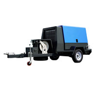 Compresseur d'air à vis pour moteur diesel Kubota Engine 185 Cfm 7bar avec roues pour forage minier au sablage