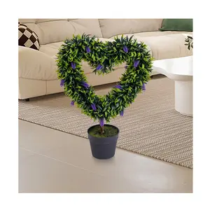 PZ-1-114 tanaman semak palsu, hiasan rumah pohon Topiary hati Lavender dekoratif untuk dekorasi rumah