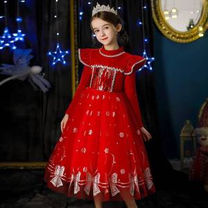 Nuevo Vestido de Fiesta de Manga Larga con Lentejuelas de Terciopelo para Niñas, Estilo Navideño - Product Image 4