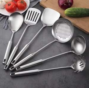 Wholesale Kitchen Soup Ladle Skimmer Turner Spatula Rice Scoop Utensil <b>Sets</b> Stainless Steel Modern Customized Silicone - Product Image 4