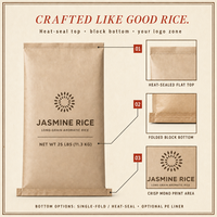 Sac en papier kraft personnalisé avec logo, qualité alimentaire, haute résistance, impression couleur sur plusieurs couches, pour l'emballage du riz en charge lourde