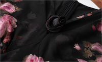 Robe mi-longue FMY64981 d'été haut de gamme à volants, taille cintrée, coupe trapèze, imprimé floral, pour femme