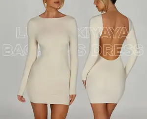 Customziation bodycon elbise çift katmanlar temiz bitmiş backless tasarım klasik tasarım kadın rahat midi elbiseler oymak