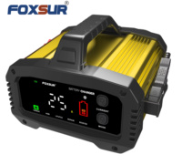 Chargeur de batterie de voiture intelligent FOXSUR 25A 12V/25A 24V/15A, chargeur de batterie portable, courant de charge optionnel, coque en alliage d'aluminium