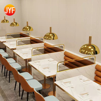 H6008 Cloison de séparation décorative en acier inoxydable sur mesure pour restaurants, séparateur de table en métal pour cabines de salle à manger