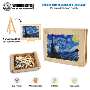 Rompecabezas de madera de la Noche Estrellada de Van Gogh, 100-300 piezas, esquinas onduladas, impresión a todo color, juguete educativo para regalos de museos de arte - Product Image 2