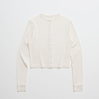 Maßgefertigter Weicher Warmer Gerippter Strick-Crop-Cardigan Schmale Passform Langarm Knopfleiste Oberteil Dehnbarer Leichter Herbst-Winter-Damenpullover