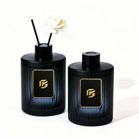 En stock – Bouteille diffuseur à bâtonnets en verre de 200 ml avec bouchon, flacon vide en verre dépoli noir de luxe pour diffuseur d'huiles aromatiques