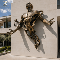 Sculpture murale en bronze, art moderne de torse masculin, grande statue en relief pour intérieur, décoration murale personnalisée pour hall d'hôtel, bureau, villa, fabricant