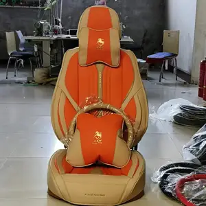 Luxury Full Set Leather 9d Car Seat Cover With Car Seat Cushion Horse Logo Car Seat Cover