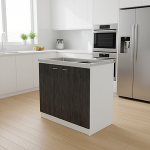 Armoire de cuisine utilitaire à double porte, blanche, profondeur 24-29,9 pouces, meuble bas de cuisine moderne avec évier - Product Image 2