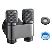 G1/2 Robinet en laiton à double commande Vannes à double angle pour machines à laver et toilettes Robinet d'extérieur/salle de bain avec design triangles