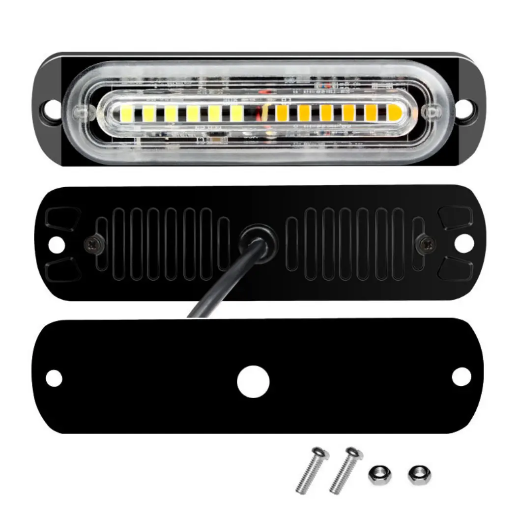 12V 24V 12 Led 스트로브 경고등 스트로브 그릴 점멸 라이트 바 자동차 비콘 램프 앰버 레드 블루 화이트 트럭 사이드 마크