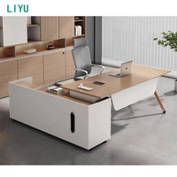 Bureau de direction contemporain moderne Liyu, mobilier de bureau de luxe en forme de L, convertible, extensible, en bois, table de PDG/directeur