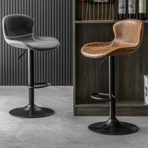 Nordic Counter Height Wooden Outdoor <b>Leather</b> Kitchen Luxury Chair <b>Bar</b> <b>Stools</b> <b>Bar</b> <b>Stool</b> High Chair - Product Image 5