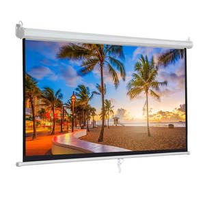 2025 plus récent support de lumière du jour blanc matière 3D 4K HD manuel tirer vers le bas écran de projecteur rétractable de 150 pouces - Product Image 1