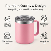 Taza de Café de Acero Inoxidable de Grado Alimenticio 18/8 con Aislamiento al Vacío de Doble Pared, Grabado Láser, para Oficina, Hogar y Camping, Venta al Por Mayor
