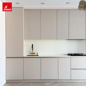 Juego Completo de Muebles de Cocina Modulares Alland, Gabinetes de Cocina de Madera Acanalados Blancos de Lujo, Resina para Espacios Pequeños, Almacenamiento para Grifo de Cocina - Product Image 2