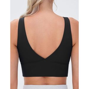 Women's Padded Sports Bra V-Neck Wireless Stretchy Workout Crop <b>Top</b> <b>Cross</b> Hem Soft Yoga Bra Sweat Wicking Breathable - Product Image 4