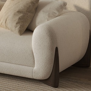 Italian Wabi Sabi Sofa Minimalist Cream Style Lamb Velvet Living Room Small Apartment Designer Fabric Sofa <b>Set</b> - Product Image 3
