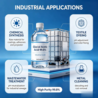 Acide acétique glacial industriel fiable 99,5% CAS 64-19-7 UN2789 Livraison rapide Directement de l'usine
