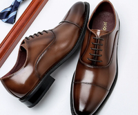 Chaussures Oxford habillées en cuir véritable pour hommes, rehaussantes, à trois lacets, respirantes, antidérapantes, style britannique