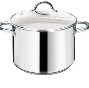 HOMICHEF 10 Quart Stock Pot With Glass Lid - Nickel Free Stainless Steel 10 Qt Pot With Handle - Mirror Polished Stock Pot
