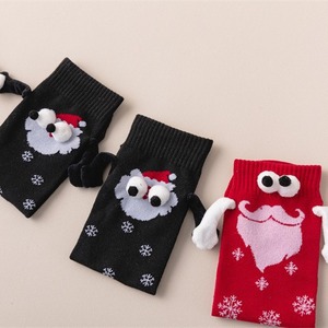 ถุงเท้าลายการ์ตูนคริสต์มาสน่ารักสำหรับผู้หญิง ถุงเท้ายาวครึ่งน่อง สีแดงและสีดำ ลายซานต้า ถุงเท้าสำหรับฤดูหนาว - Product Image 3