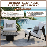 Canapé de jardin moderne nordique simple en alliage d'aluminium et bois de teck, combinaison pour balcon et terrasse, imperméable et résistant aux UV