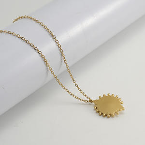 Vintage 18K chapado en oro de acero inoxidable bohemio azul turquesa personalizado textura colgante collar para mujer joyería de moda - Product Image 6