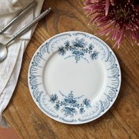 Service de table en céramique bleu floral vintage, motif floral classique, assiettes et bols de style campagnard français pour la maison