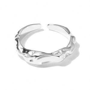 Dylam Trendy Geometric Design Tarnish Free 925 Sterling <b>Silver</b> Wave Open <b>Adjustable</b> Women Fine Jewelry <b>Rings</b> - Product Image 1