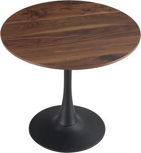 Ferme rustique marron petit Accent base en métal tulipe Table pour salle à manger Restaurant Bistro ménage Table à manger <span class=keywords><strong>ronde</strong></span> en <span class=keywords><strong>bois</strong></span> - Product Image 1
