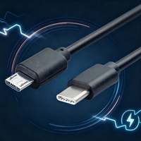 Pengisi daya Data pendek, 0.3m USB Tipe C pria mikro B 2.0 Male pendek OTG untuk ponsel Android tembaga murni PVC USB Printer kompatibel