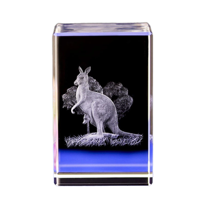Bloques de Cristal K9 de Alta Calidad, Tallados con Láser 3D, Coleccionables de Moda, Varios Modelos de Animales: Canguro, Oso, Elefante - Product Image 1
