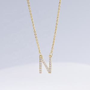 Precio de fábrica, collar de plata 925 con circonita y letra hip hop, moda 2026, colgantes finos chapados en oro personalizados para chicas. - Product Image 2