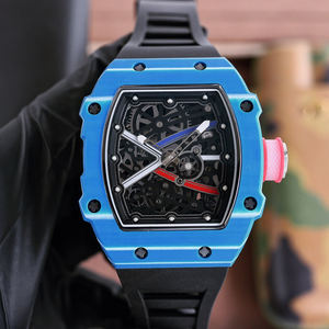 Nuevo Reloj de Pulsera de Lujo para Hombre 2026, Esqueleto Azul Vibrante de Alta Gama, Automático, Mecánico, con Correa de Goma Negra Ventilada - Product Image 1