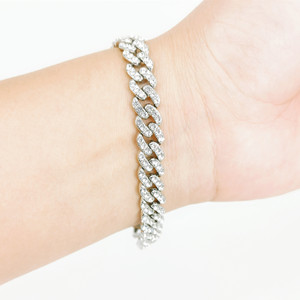 <span class=keywords><strong>Collana</strong></span> a Catena Cubana Iced Out Bling da 8mm con Diamanti CZ Completi, Gioielli da <span class=keywords><strong>Uomo</strong></span> e Donna - Product Image 2